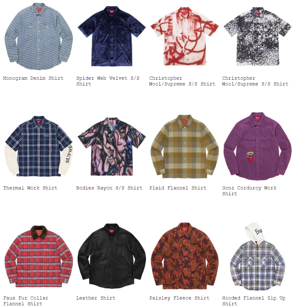supreme-21aw-21fw-fall-winter-shirts